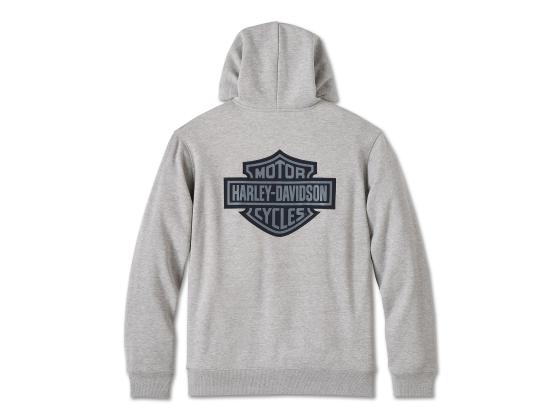 Bar & Shield Plaid Lined Zip-Up Hoodie Grey