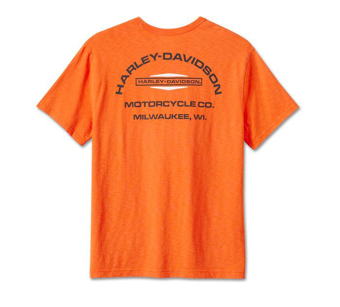 Men's Stacked Bar & Shield Slub Tee - Harley Orange