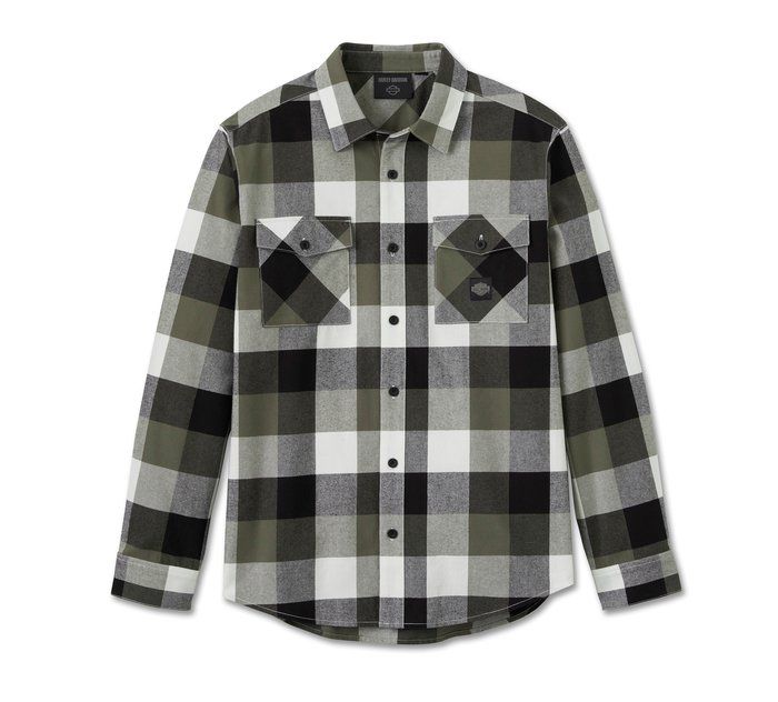 Essence Long Sleeve Flannel Shirt - Plaid - Harley Black & Grape Leaf