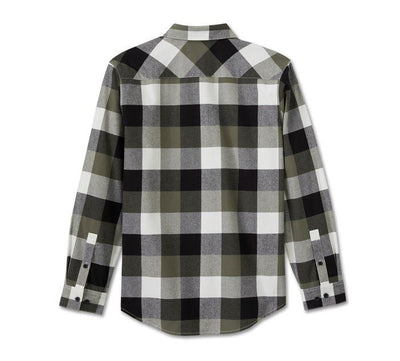 Essence Long Sleeve Flannel Shirt - Plaid - Harley Black & Grape Leaf