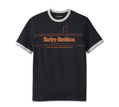 Harley-Davidson Mens #1 Racing Ringer Tee - Black Beauty