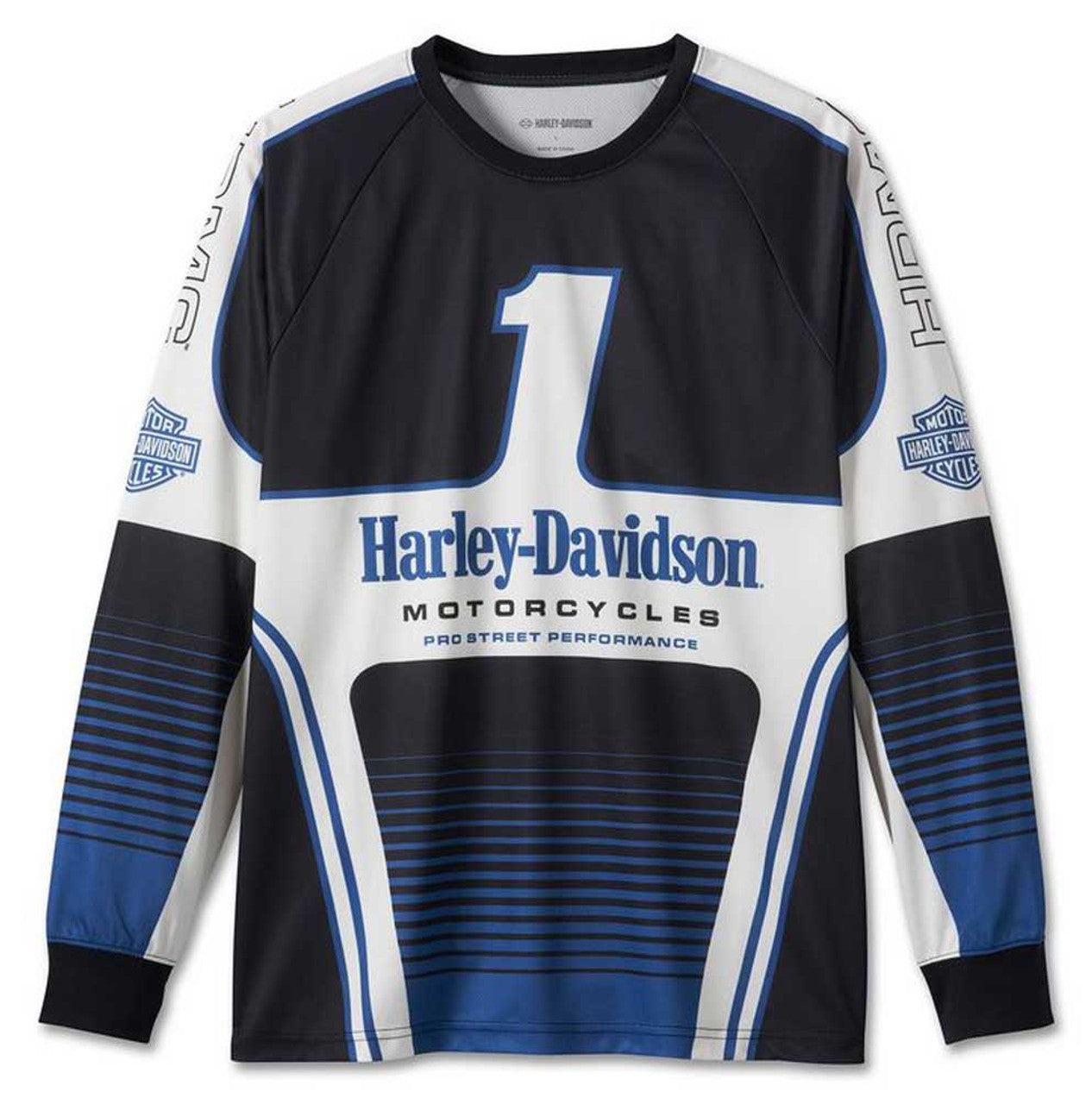 Harley-Davidson® Men's #1 Racing Long Sleeve Jersey Shirt - Blue