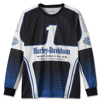 Harley-Davidson® Men's #1 Racing Long Sleeve Jersey Shirt - Blue