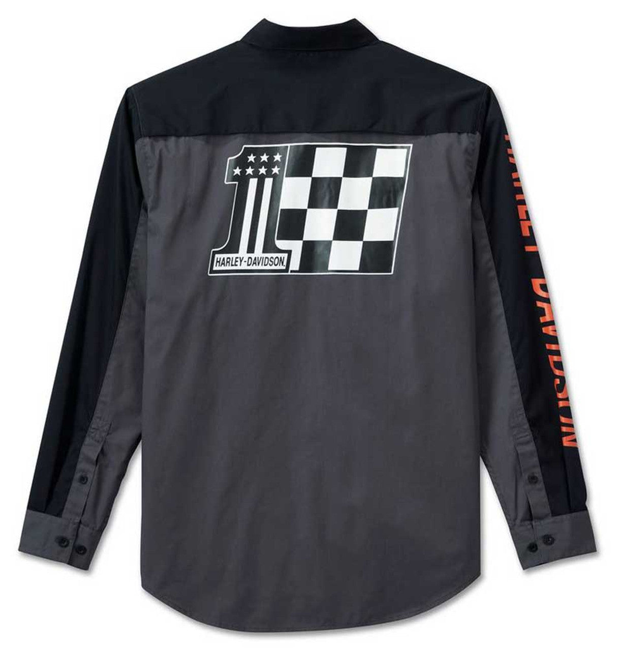 Harley-Davidson® Men's #1 Victory Colorblock Long Sleeve Shirt - Black