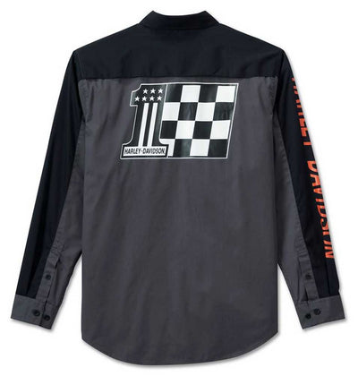 Harley-Davidson® Men's #1 Victory Colorblock Long Sleeve Shirt - Black