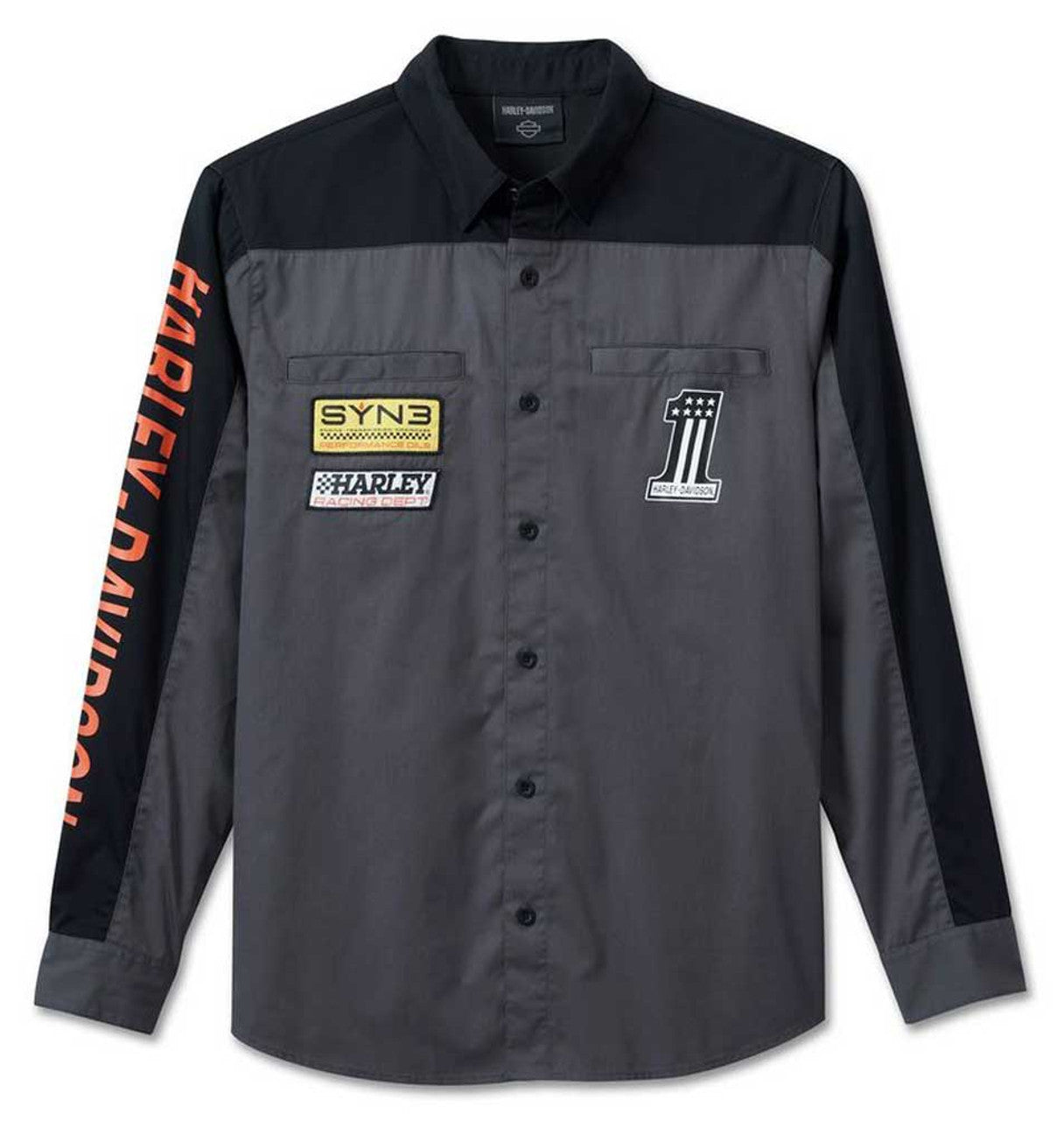 Harley-Davidson® Men's #1 Victory Colorblock Long Sleeve Shirt - Black
