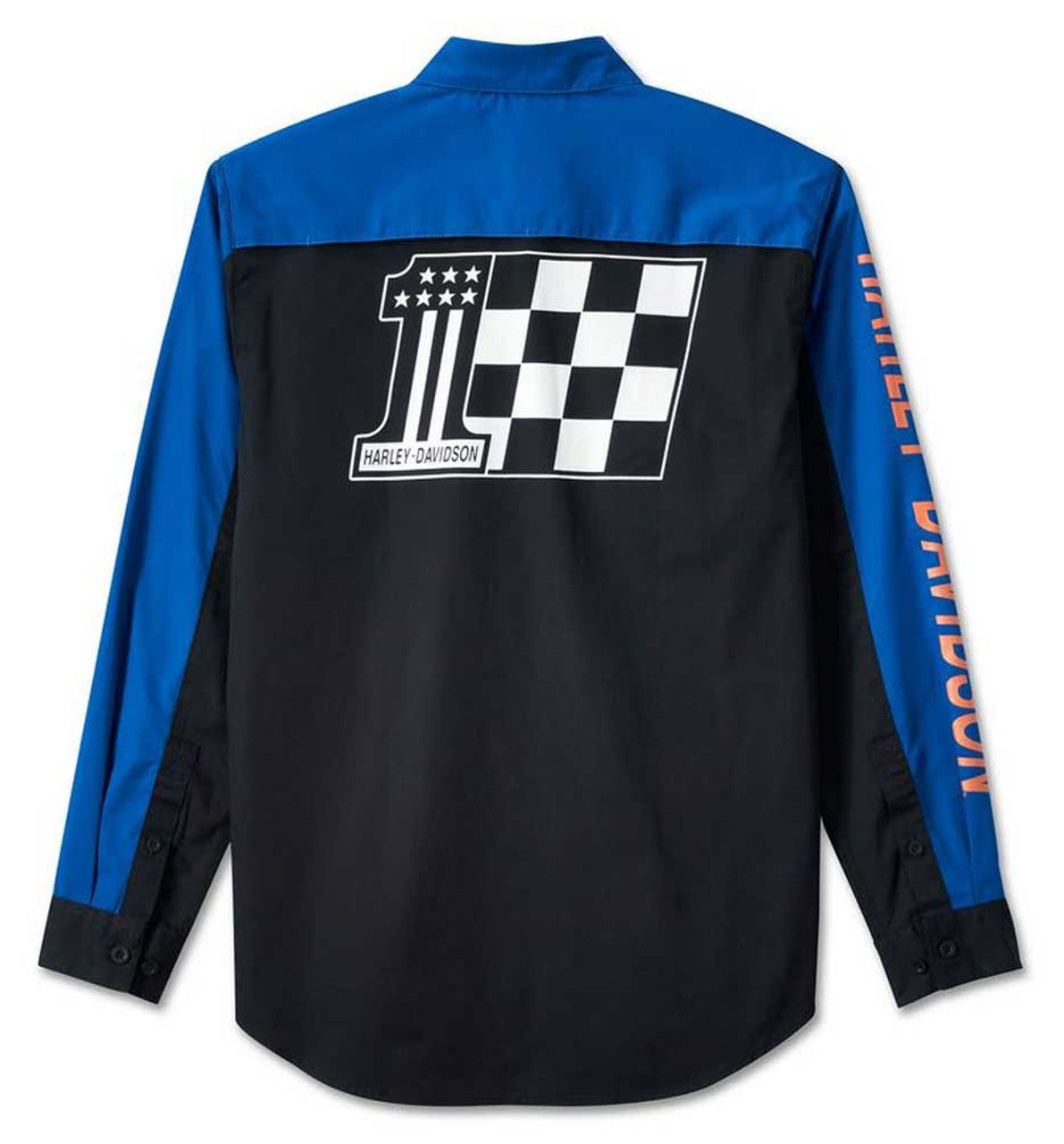 Harley-Davidson® Men's #1 Victory Colorblock Long Sleeve Shirt - Blue