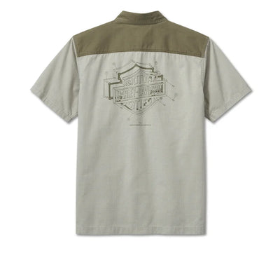 Men's Harley-Davidson 3D SHIRT-WOVEN ColorBlocked, Olive
