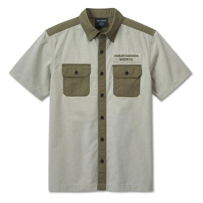 Men's Harley-Davidson 3D SHIRT-WOVEN ColorBlocked, Olive