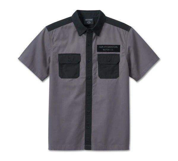 Men's Harley-Davidson 3D SHIRT-WOVEN ColorBlocked, Blackened Pearl