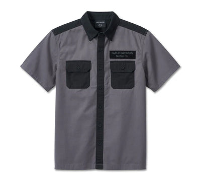 Men's Harley-Davidson 3D SHIRT-WOVEN ColorBlocked, Blackened Pearl
