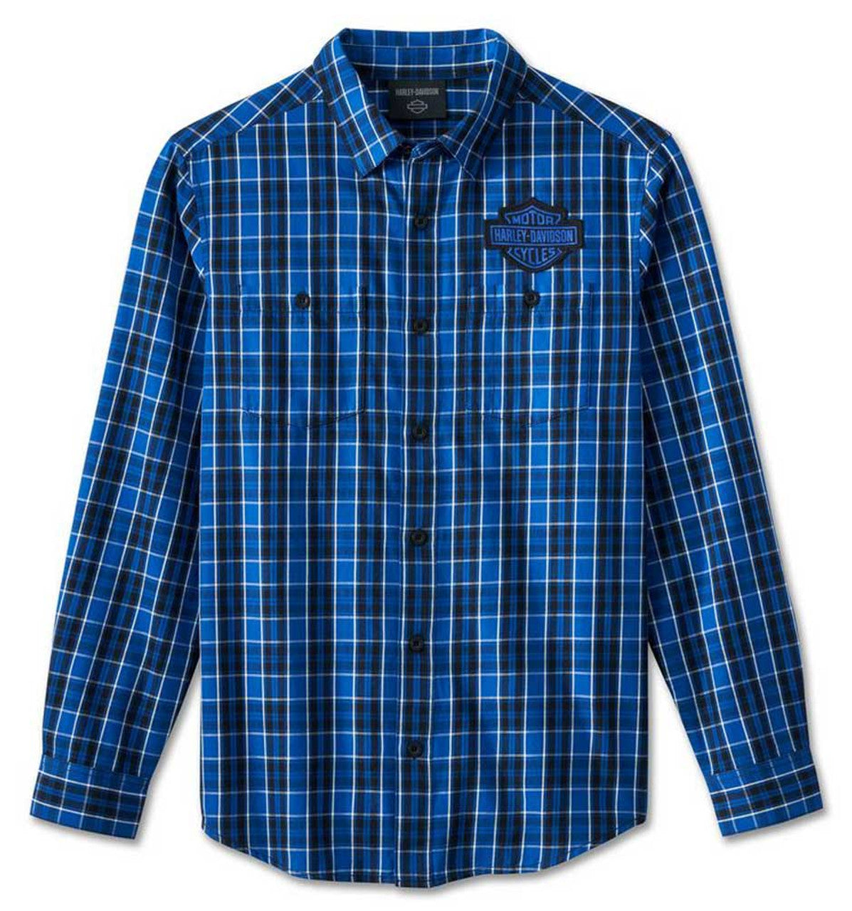 Harley-Davidson® Men's Bar & Shield Long Sleeve Plaid Shirt - Blue