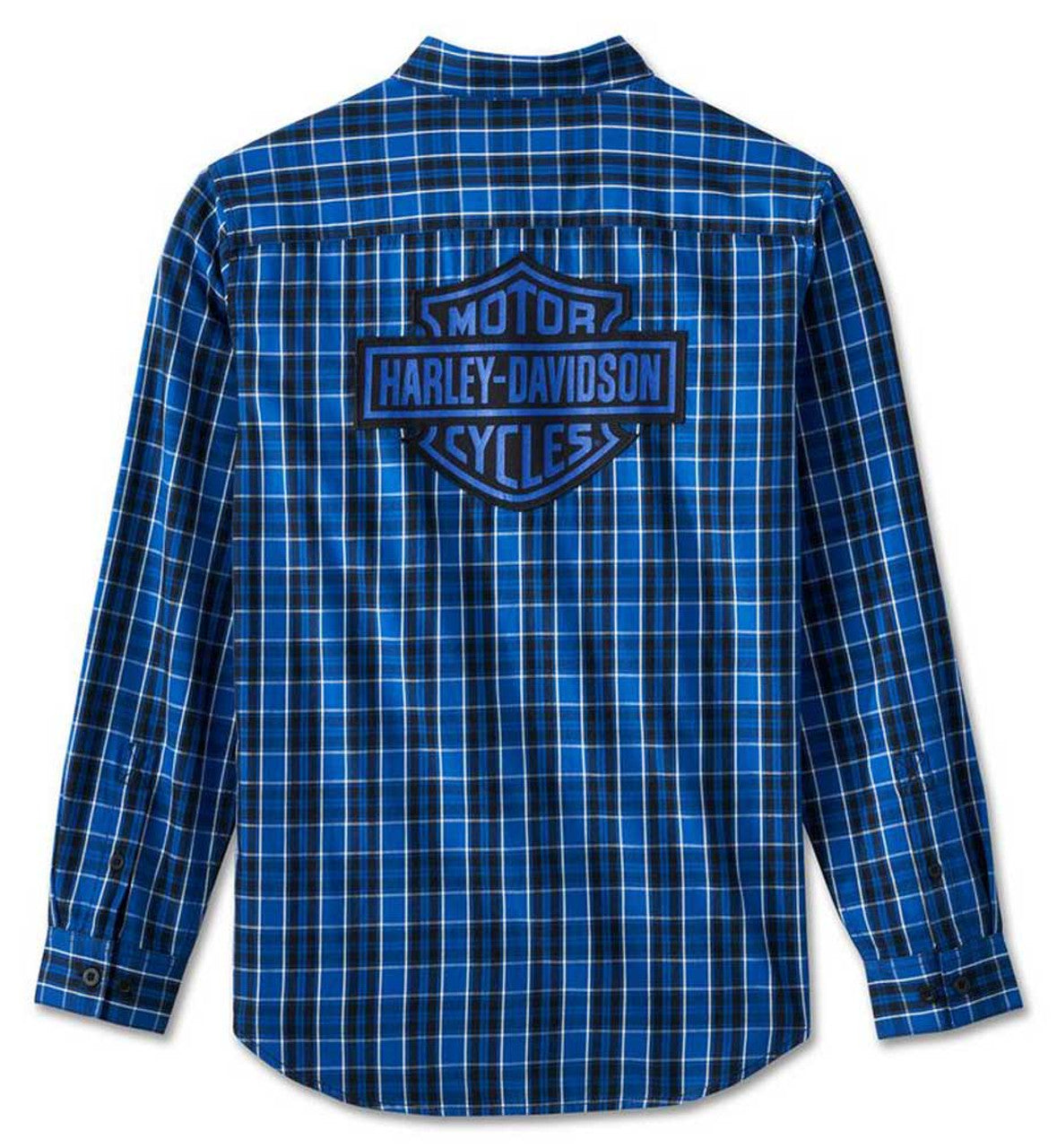 Harley-Davidson® Men's Bar & Shield Long Sleeve Plaid Shirt - Blue