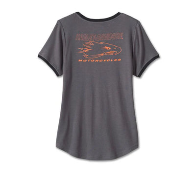 Harley-Davidson Women's Screamin' Eagle Ringer Tee - Blackened Pearl