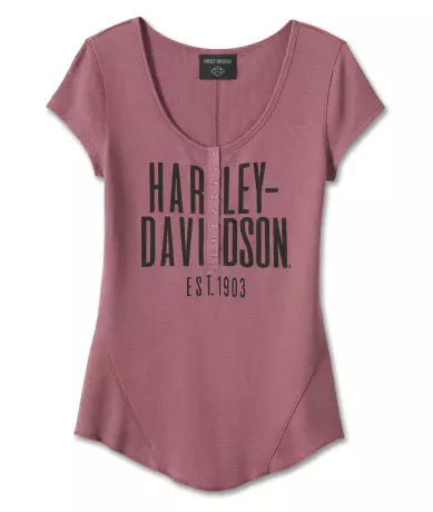 Harley-Davidson women´s Henley Knit Top Cali berry
