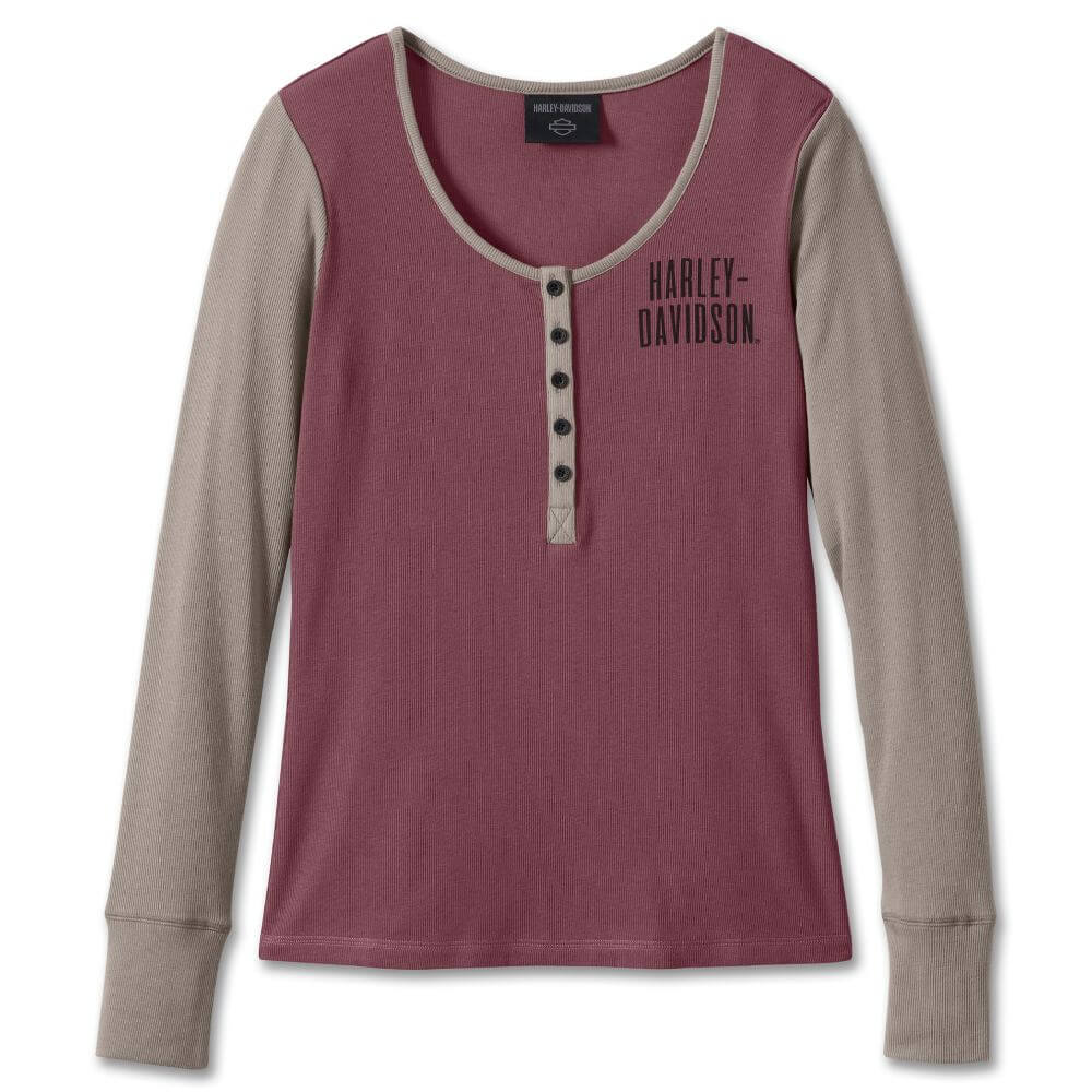 Harley-Davidson Women's Bar & Shield Timeless Henley Berry