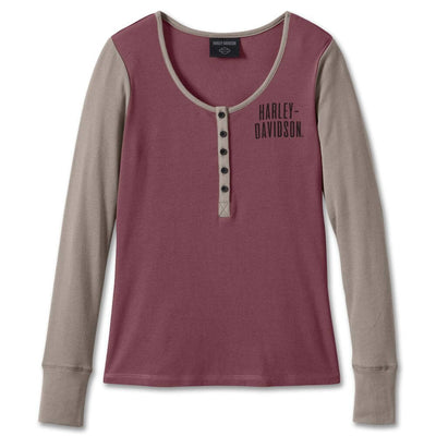 Harley-Davidson Women's Bar & Shield Timeless Henley Berry