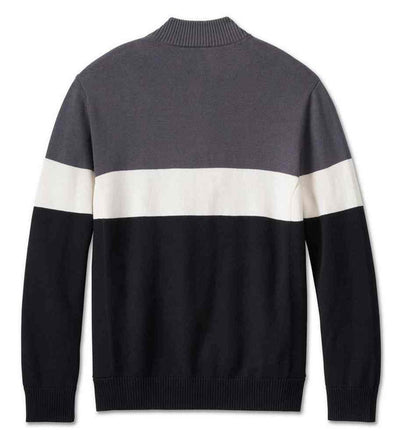 Harley-Davidson® Men's Darting 1/4-Zip Long Sleeve Sweater - Black/White