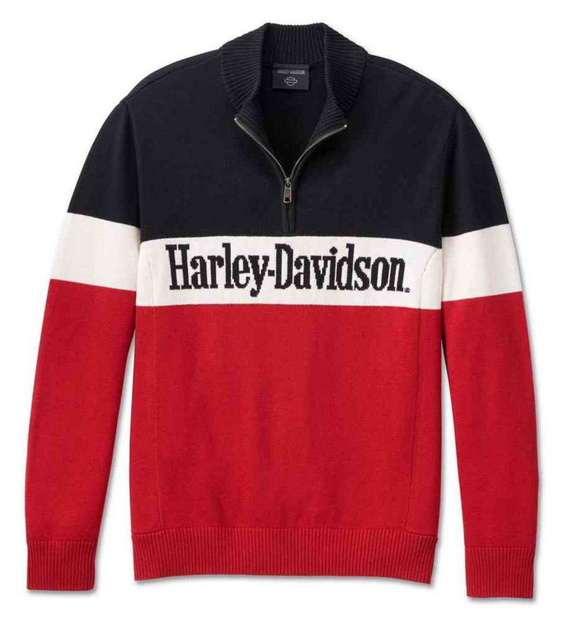 Harley-Davidson® Men's Darting 1/4-Zip Long Sleeve Sweater - Red/BLACK