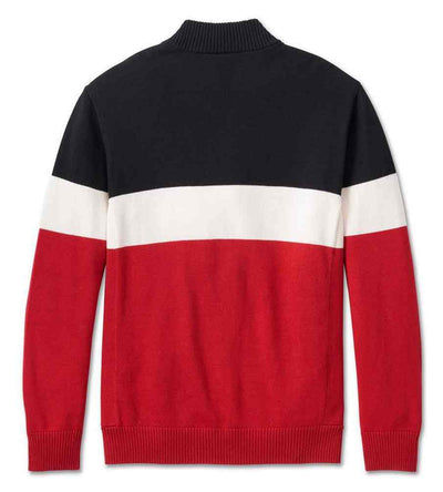Harley-Davidson® Men's Darting 1/4-Zip Long Sleeve Sweater - Red/BLACK
