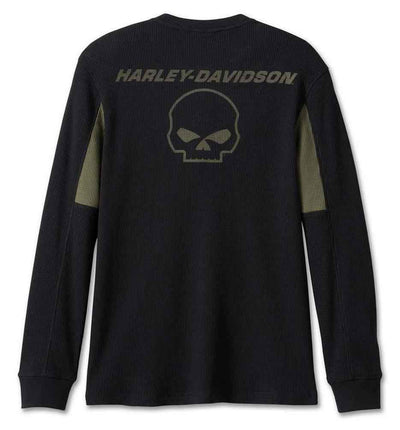 Harley-Davidson® Men's Willie G Skull Thermal Long Sleeve Shirt, Black
