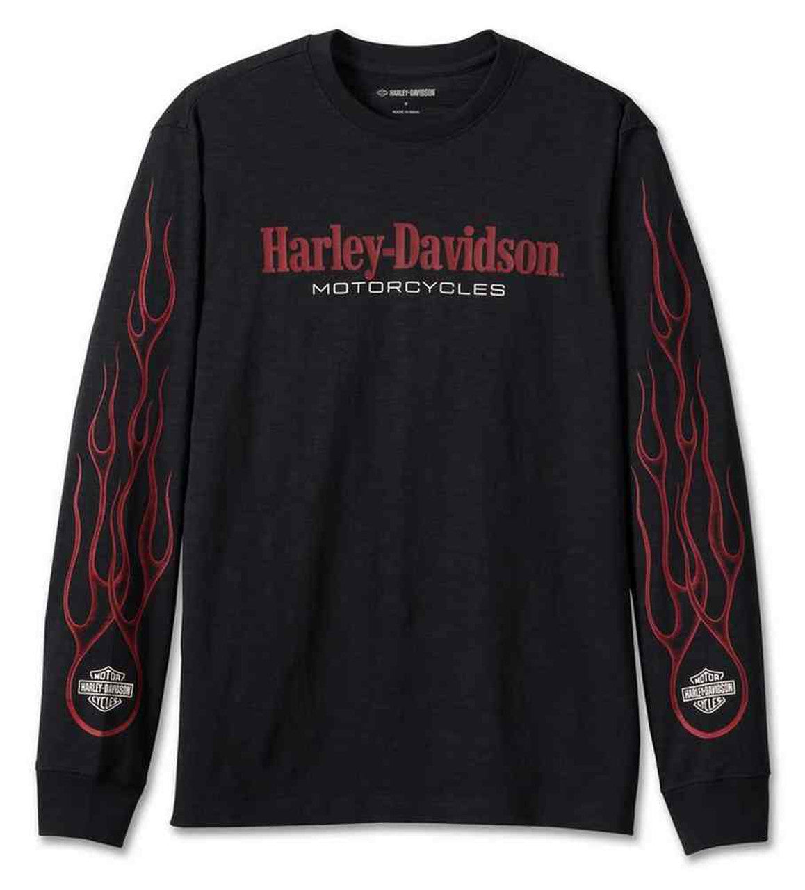 Harley-Davidson® Men's In Flames Long Sleeve Cotton Tee - Black
