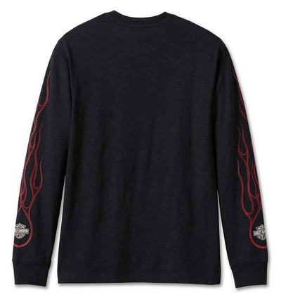 Harley-Davidson® Men's In Flames Long Sleeve Cotton Tee - Black