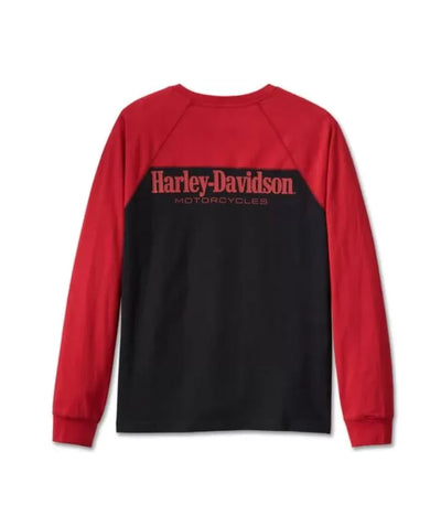 Harley-Davidson Men's Darting Henley - Colorblocked - Chili Pepper