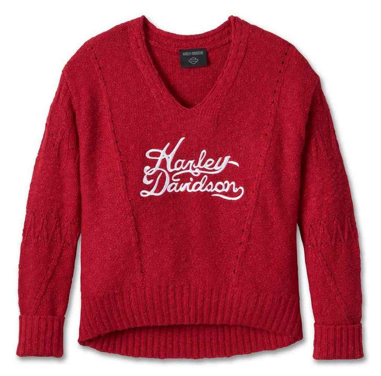 Harley-Davidson® Women's Station V-Neck Knit Sweater - Pepper Red