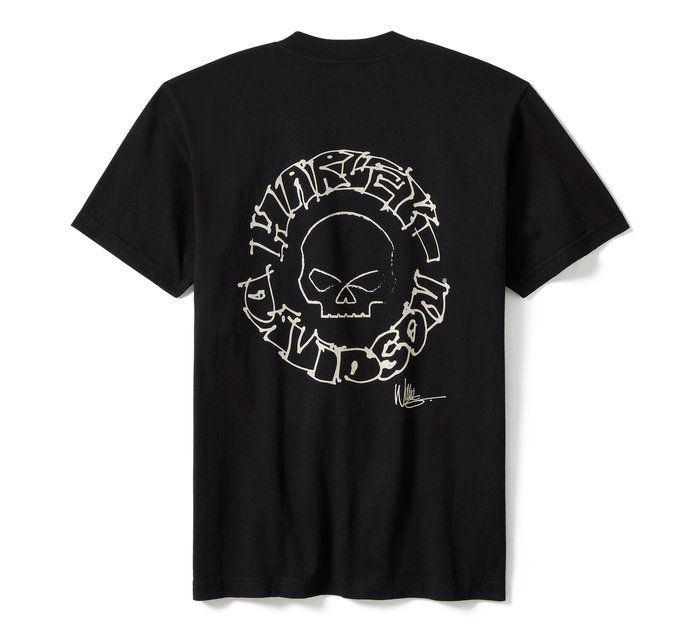 Willie G Circle Skull Sketch Art Short Sleeve - True Black