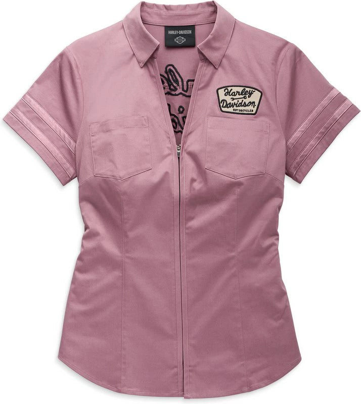 Harley-Davidson Shirt-Woven- Dusky Orchid/Purple