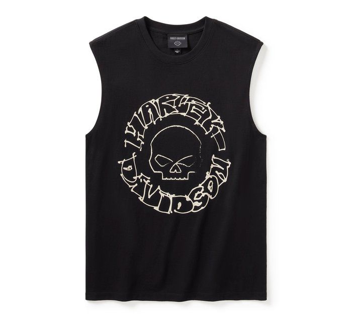 Willie G Circle Skull Sketch Art Muscle Tee