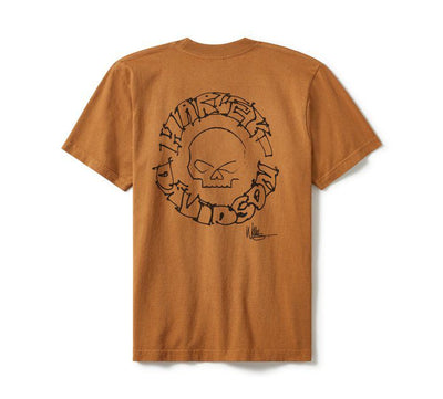 Willie G Circle Skull Sketch Art Short Sleeve - Dark Chocolate