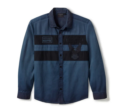 Iron Bond II Long Sleeve Shirt - Colorblock - Mood Indigo & Harley Black