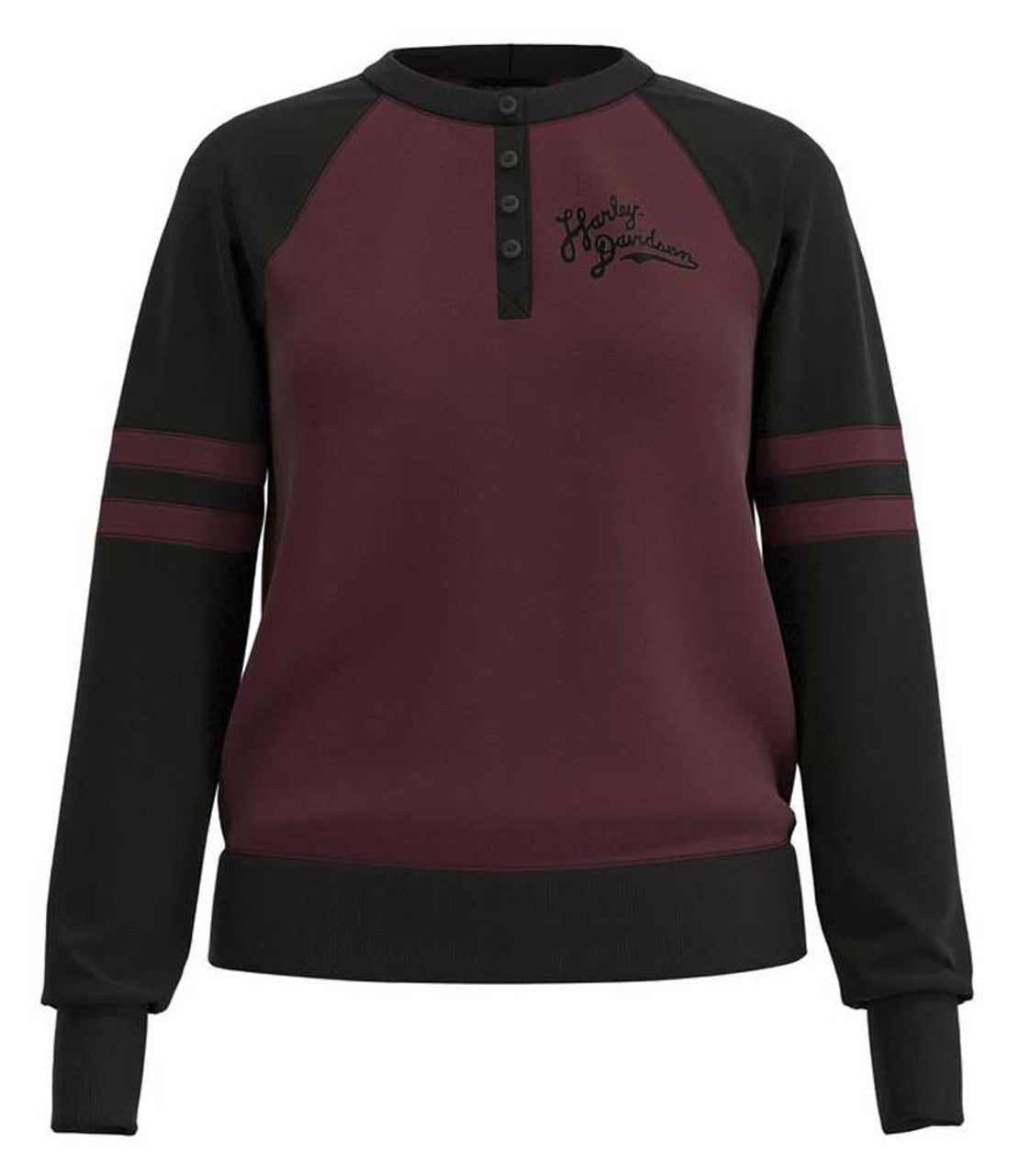 Harley-Davidson® Women's Open Road Henley Fleece Pullover - Burgundy