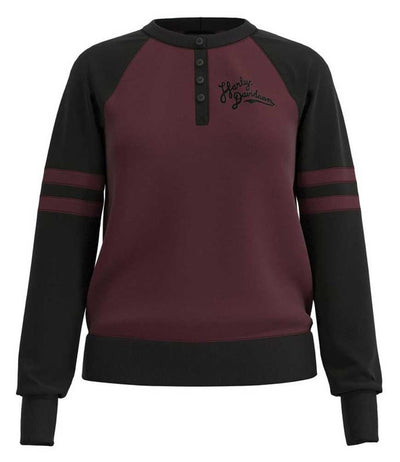 Harley-Davidson® Women's Open Road Henley Fleece Pullover - Burgundy