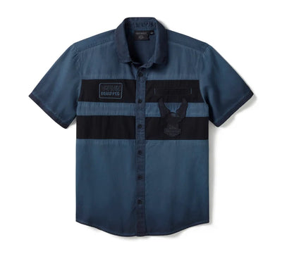 Iron Bond II Short Sleeve Shirt - Colorblock - Mood Indigo & Harley Black