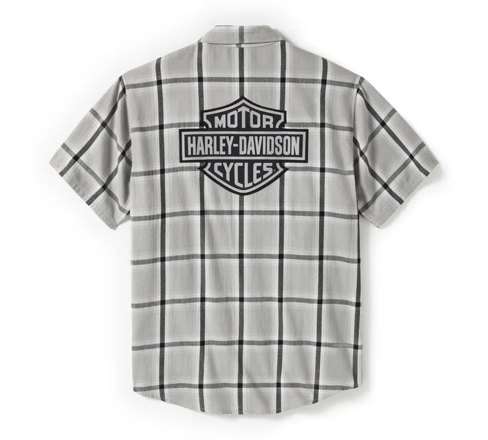 Bar & Shield Staple Short Sleeve Shirt - Plaid - Ghost Gray & Asphalt