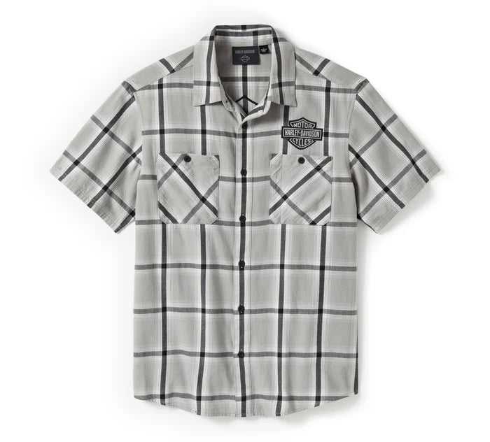 Bar & Shield Staple Short Sleeve Shirt - Plaid - Ghost Gray & Asphalt
