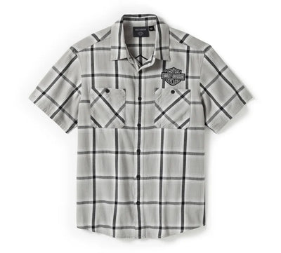 Bar & Shield Staple Short Sleeve Shirt - Plaid - Ghost Gray & Asphalt