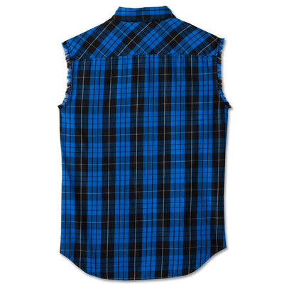 Harley-Davidson Men's The Bagger Blowout Button-Up Muscle Shirt, Blue/Black Plaid