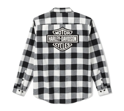 Men's Bar & Shield Buffalo Check Flannel - Plaid - Harley Black & Cloud Dancer