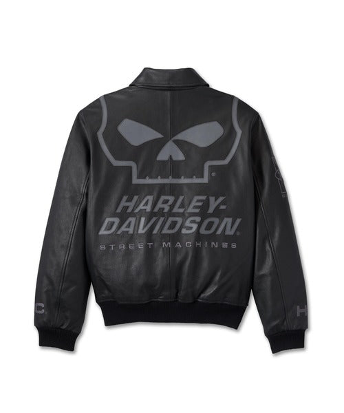 Men's Willie G skull Master JACKET-LEATHER,BLACK
