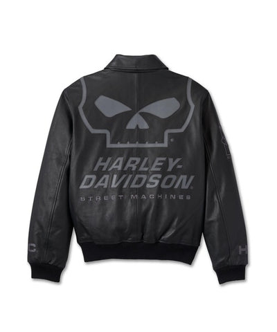 Men's Willie G skull Master JACKET-LEATHER,BLACK