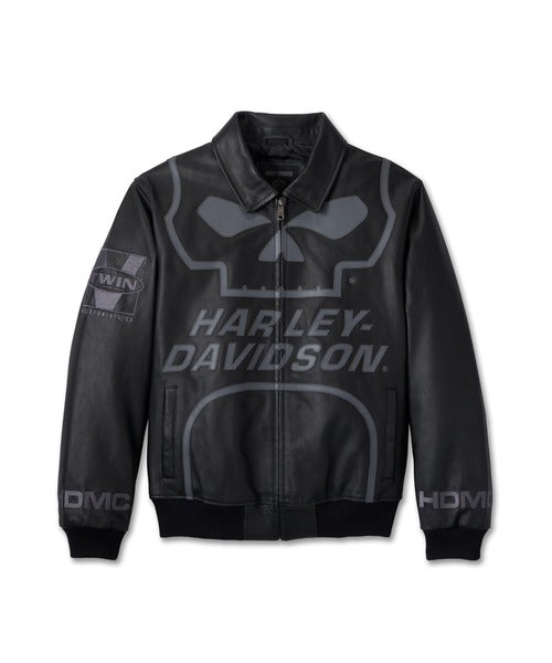 Men's Willie G skull Master JACKET-LEATHER,BLACK