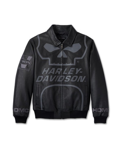 Men's Willie G skull Master JACKET-LEATHER,BLACK