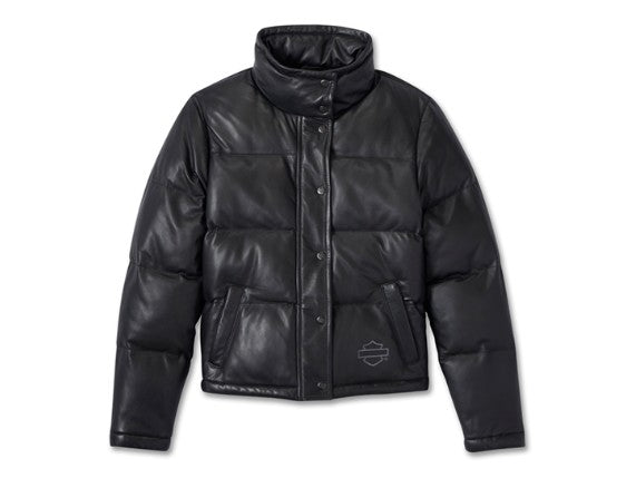 Ladies Blacked Out Leather Puffer