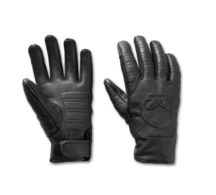 Willie G Skull Graphic Leather Riding Gloves