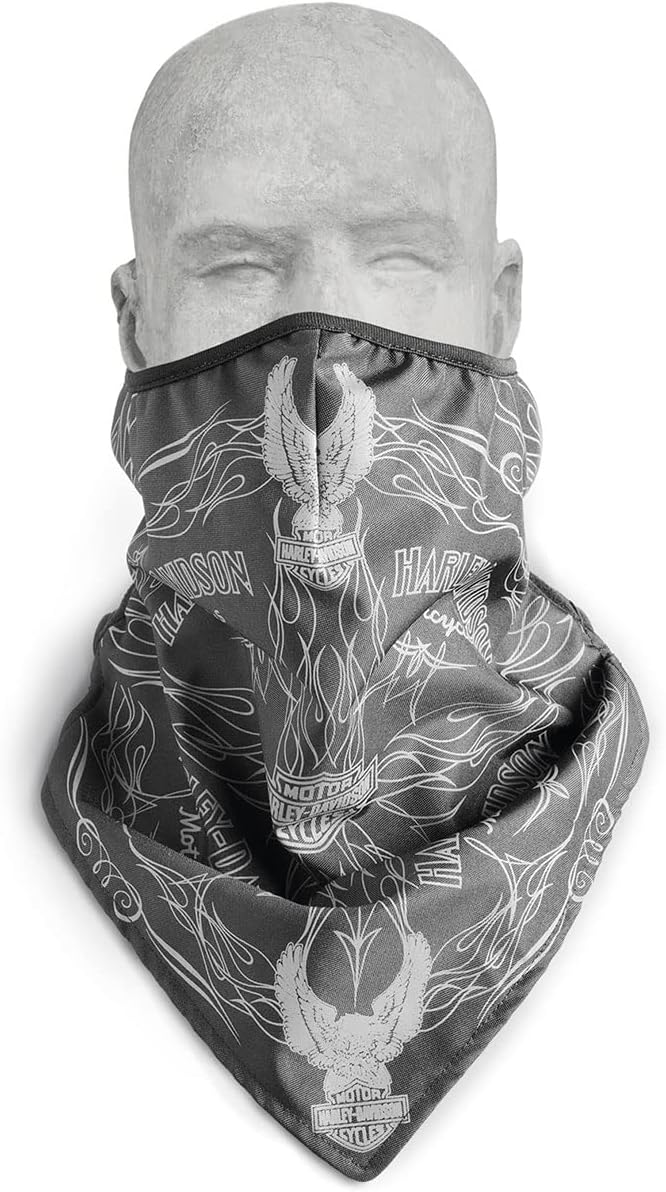 Harley-Davidson Mens Wind-Resistant Eagle Graphic Black Polyester Biker Facemask Bandana
