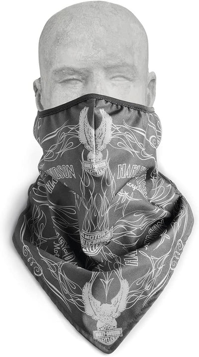 Harley-Davidson Mens Wind-Resistant Eagle Graphic Black Polyester Biker Facemask Bandana